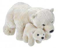 Wild Republic knuffel ijsbeer moeder/baby 36 cm pluche wit