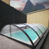 Gartentraum.de Eckige Poolüberdachung aus Aluminium & Polycarbonat - vormontiert - doppelseitige UV-Beständigkeit - Beryll / Anthrazit