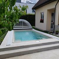 Gartentraum.de Swimming Pool für den Garten -  320x600cm - mit 2 Treppen - Komplettset - Glas-Verbundbecken - Ahunui Türkis / Dunkelblau