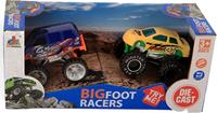 Jonotoys monstertruck Bigfoot die cast 7 cm blauw/geel 2 stuks