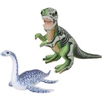 Nature Plush Planet Speelgoed set van 2x pluche dino knuffels T-Rex en Plesiosaurus van 30 cm -
