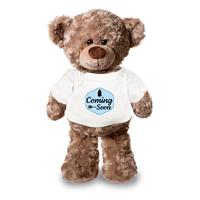 Bellatio Coming soon aankondiging jongen pluche teddybeer knuffel 24 cm -