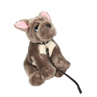 Keel Toys pluche hond grijs/witte Franse Bulldog met riem knuffel 30cm -