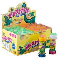 Shoppartners 24x Dinosaurus bellenblaas flesjes met bal spelletje in dop 60 ml voor kinderen