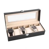 Aretica Horlogebox Luxe Met 6 Horloge Compartimenten Zwart