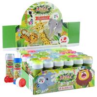 Shoppartners 6x Jungle/safari dieren bellenblaas flesjes met bal spelletje in dop 60 ml voor kinderen