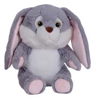 Trendoz Pluche speelgoed knuffeldier Grijs konijn met flaporen van 24 cm -