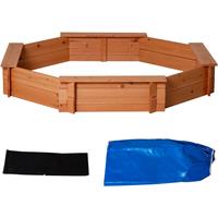 Outsunny Sandkasten mit Abdeckung 8-eckig Holz für Kinder 3-8 Jahre 139,5 x 139,5 x 21,5 cm - rot