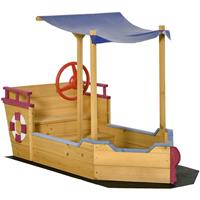 Outsunny zandbak schip design modderbak van hout zeilschip piratenschip voor kinderen 3-8 jaar oranje 160 x 70 x 103 cm