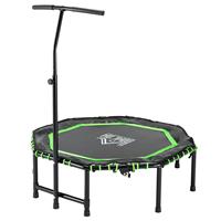 HOMCOM Fitnesstrampoline met verstelbare greep, trampoline voor kinderen en volwassenen, tuintrampoline, staal groen + zwart, 122 x 122 x 122-138 cm