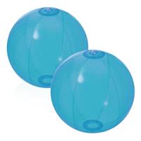 Trendoz 2x stuks opblaasbare strandballen Beach fun plastic blauw 28 cm -
