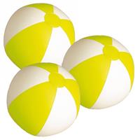 Trendoz 6x stuks opblaasbare zwembad strandballen plastic geel/wit 28 cm -
