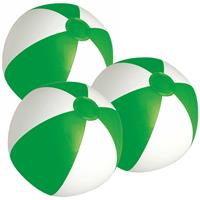 Trendoz 6x stuks opblaasbare zwembad strandballen plastic groen/wit 28 cm -
