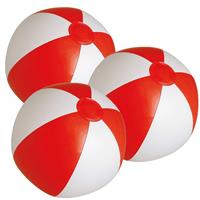 Trendoz 6x stuks opblaasbare zwembad strandballen plastic rood/wit 28 cm -