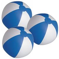 Trendoz 10x stuks opblaasbare zwembad strandballen plastic blauw/wit 28 cm -
