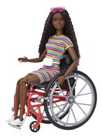 Barbie Modepop #166 met rolstoel en gekruld bruin haar