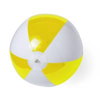 Trendoz Opblaasbare strandbal plastic geel/wit 28 cm -