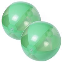 Trendoz 2x stuks opblaasbare strandballen plastic groen 28 cm -