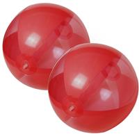 Trendoz 2x stuks opblaasbare strandballen plastic rood 28 cm -