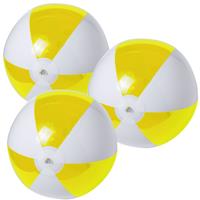 Trendoz 6x stuks opblaasbare strandballen plastic geel/wit 28 cm -
