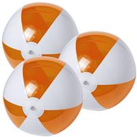 Trendoz 6x stuks opblaasbare strandballen plastic oranje/wit 28 cm -