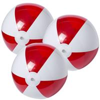 Trendoz 6x stuks opblaasbare strandballen plastic rood/wit 28 cm -