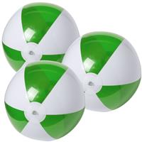 Trendoz 10x stuks opblaasbare strandballen plastic groen/wit 28 cm -