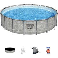 Bestway Steel Pro Max™ Bovengronds Zwembad - Grijs Steenpatroon, 549 X 122 Cm, Framelink™-systeem