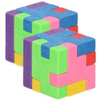 2x stuks voordelige kronkel breinbreker kubus puzzel van 3 x 3 cm -