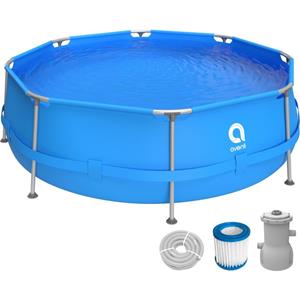 AVENLI Frame Pool Set 300 x 76 cm, Aufstellpool rund, mit Pumpe, blau - 
