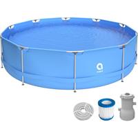 AVENLI Frame Pool Set 360 x 76 cm, Aufstellpool rund, mit Pumpe, blau