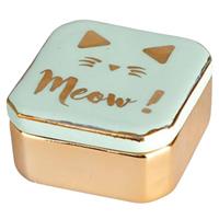 Balvi Ringhalter Meow! 4,9 X 4,9 Cm Porzellan Grün/gold