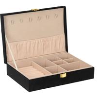 Luxe Sieradenbox/juwelendoos Zwart Fluweel 28 X 19 X 7 Cm ieradendozen