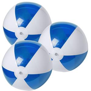 Trendoz 10x stuks opblaasbare strandballen plastic blauw/wit 28 cm -