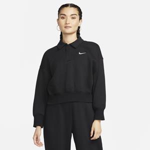 Nike Sportswear Phoenix Fleece Kort polosweatshirt met 3/4-mouwen voor dames - Zwart