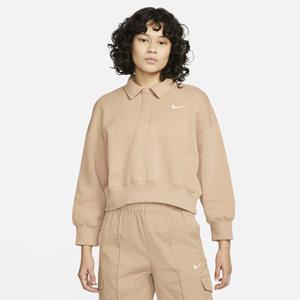 Nike Sportswear Phoenix Fleece Kort polosweatshirt met 3/4-mouwen voor dames - Bruin