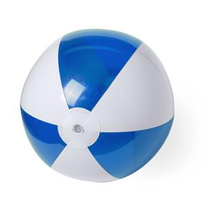 Trendoz Opblaasbare strandbal plastic blauw/wit 28 cm -