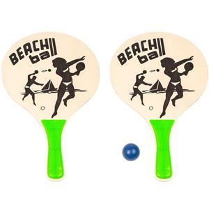 Summertime Houten beachball set groen - Strand balletjes - Rackets/batjes en bal - Tennis ballenspel