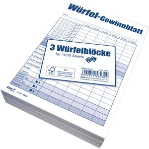 rnkverlag RNK Verlag Würfelspiel-Gewinnblatt, Block, DIN A6, 3er