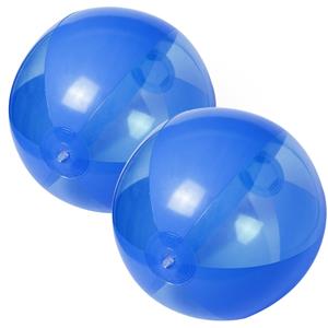 Trendoz 2x stuks opblaasbare strandballen plastic blauw 28 cm -