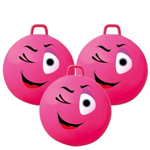 Summertime 3x stuks roze skippybal smiley voor kinderen