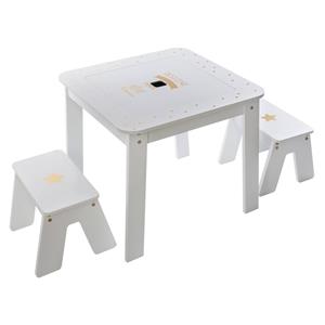 4Goodz Girl 3-delige Set Kindertafel Met Stoelen 57x57x51cm - Wit