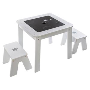 4Goodz Boy Set 3-delige Set Kindertafel Met Stoelen 57x57x51cm - Wit