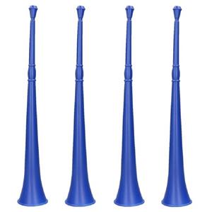 Set van 4x stuks vuvuzela grote party blaastoeter 48 cm blauw -