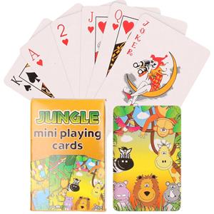 2x Pakjes Mini Jungle Dieren Thema Speelkaarten 6 X 4 Cm In Doosje - Kaartspel