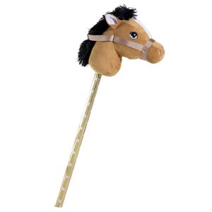 Merkloos Pluche stokpaardje bruin 70 cm - Speelgoed pony / paard stokpaardjes met zwarte manen