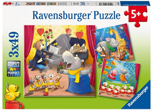 Ravensburger 3 Puzzles - Tiere auf der Bühne 49 Teile Puzzle Ravensburger-05638
