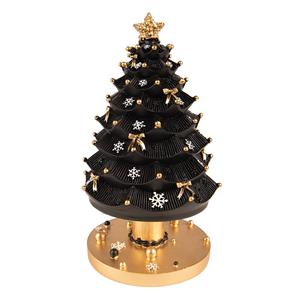 Clayre & Eef Muziekdoos Kerstboom 20 Cm Zwart Kunststof Kerstdecoratie Beeld Decoratief Figuur Decoratieve Accessoires