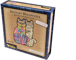 Philos 9087 - Artefakt Holzpuzzle 2 in 1 Katze
