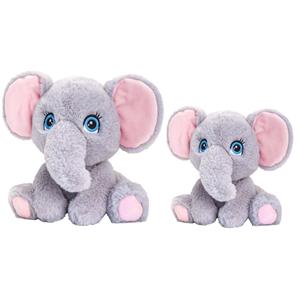 Keel Toys Pluche knuffel dieren set 2x olifanten 18 en 25 cm -